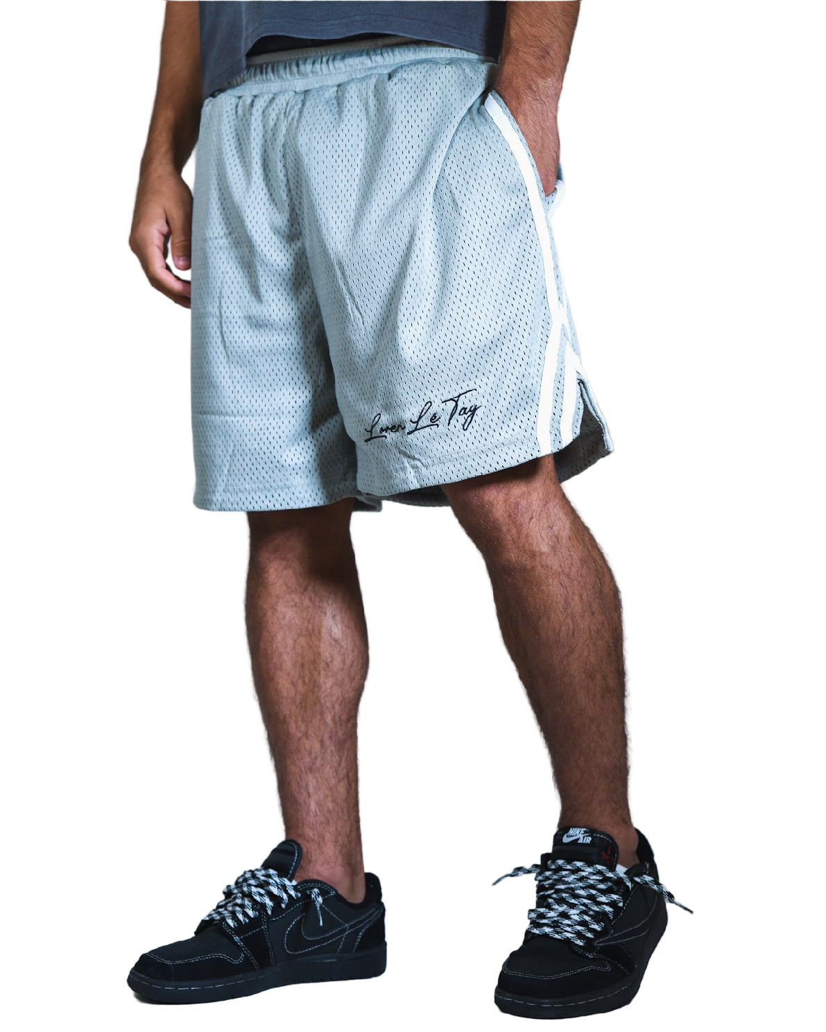 GREY MESH SHORTS